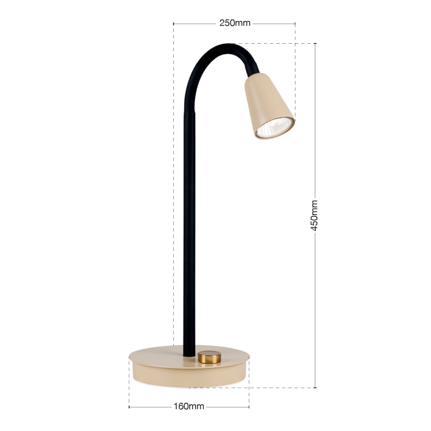 Dimmbar, flexible Tischlampe DOTTY 1xGU10/10W/230V Beige/Schwarz