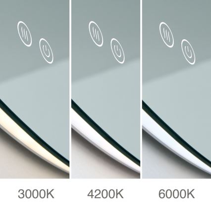 LED-beheizter Wandspiegel für das Badezimmer mit Hintergrundbeleuchtung FOCUS LED/27W/230V 3000/4200/6000K Ø 80 cm IP44