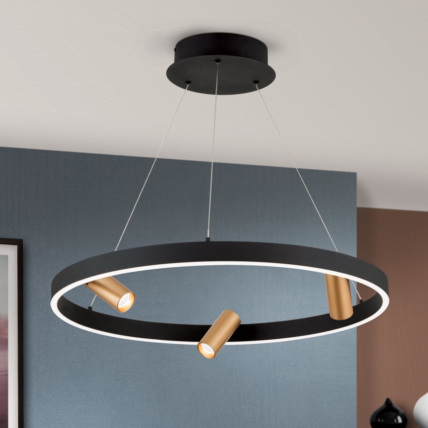 LED dimmbare Hängeleuchte an Kabel BERLIN LED/50W/230V schwarz/gold