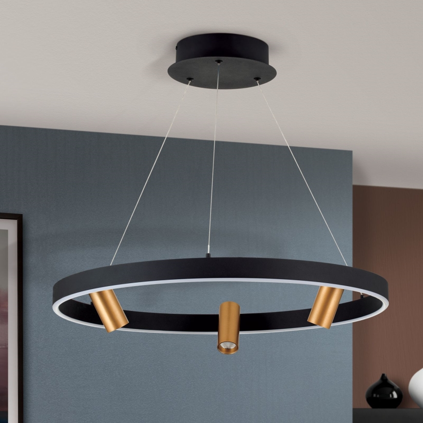 LED dimmbare Hängeleuchte an Kabel BERLIN LED/50W/230V schwarz/gold