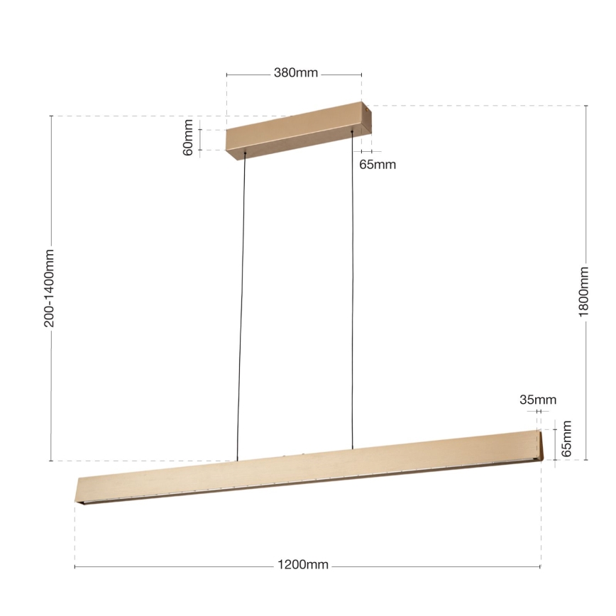 Dimmbare LED-Hängeleuchte TARA LED/44W/230V 2700/3800/4500/5700K golden