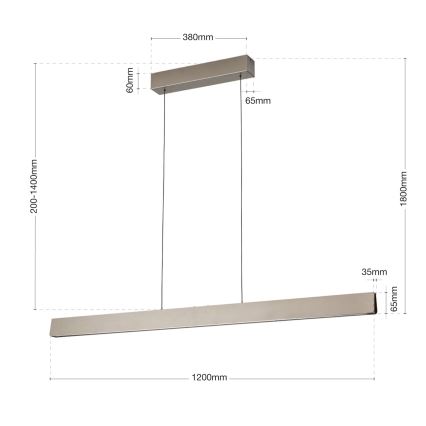 Dimmbare LED-Hängeleuchte TARA LED/44W/230V 2700/3800/4500/5700K matt Chrom