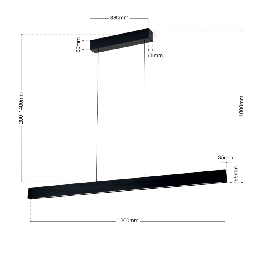 Dimmbare LED-Hängeleuchte TARA LED/44W/230V 2700/3800/4500/5700K schwarz