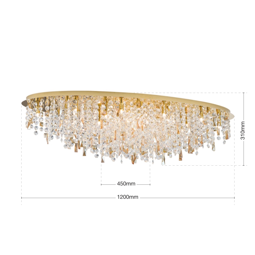 Kristall-Deckenleuchte CRYSTALRIVER 21xG9/40W/230V golden