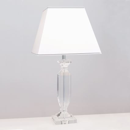 Kristall-Tischleuchte POKAL 1xE27/60W/230V weiß/klar
