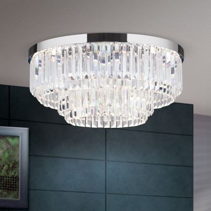 LED dimmbares Kristall-Deckenleuchte PRISM LED/80W/230V Ø 55 cm glänzender Chrom
