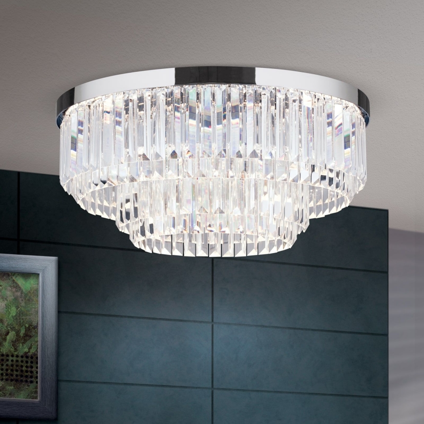 LED dimmbares Kristall-Deckenleuchte PRISM LED/80W/230V Ø 55 cm glänzender Chrom