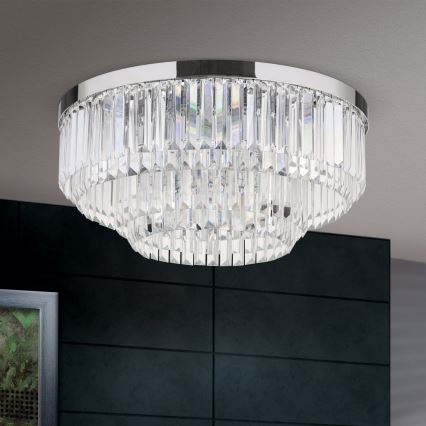 LED dimmbares Kristall-Deckenleuchte PRISM LED/80W/230V Ø 55 cm glänzender Chrom