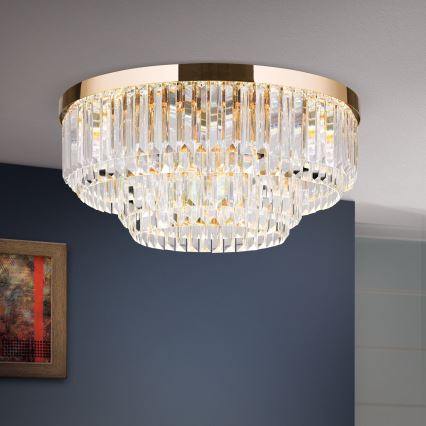 LED dimmbares Kristall-Deckenleuchte PRISM LED/80W/230V Ø 55 cm 24K Gold