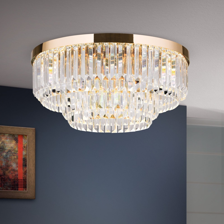 LED dimmbares Kristall-Deckenleuchte PRISM LED/80W/230V Ø 55 cm 24K Gold
