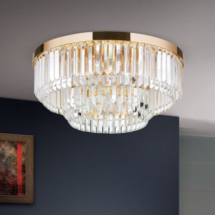 LED dimmbares Kristall-Deckenleuchte PRISM LED/80W/230V Ø 55 cm 24K Gold