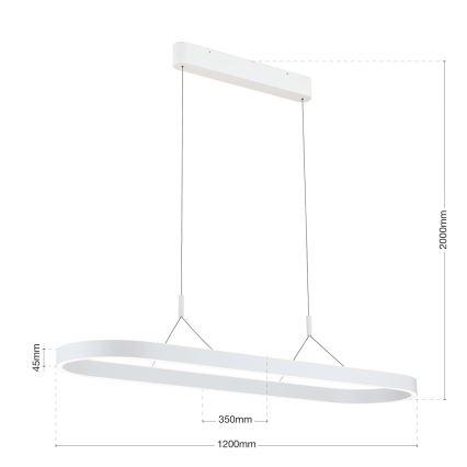 LED-Pendelleuchte an Stahlseil CARRARA LED/80W/230V 2700/3000/4000K weiß