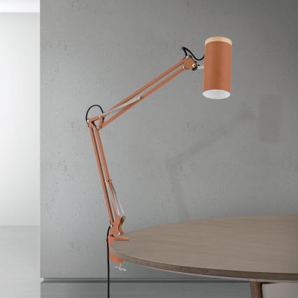 Tischlampe mit Klemme GILI 1xE27/40W/230V ziegelrot