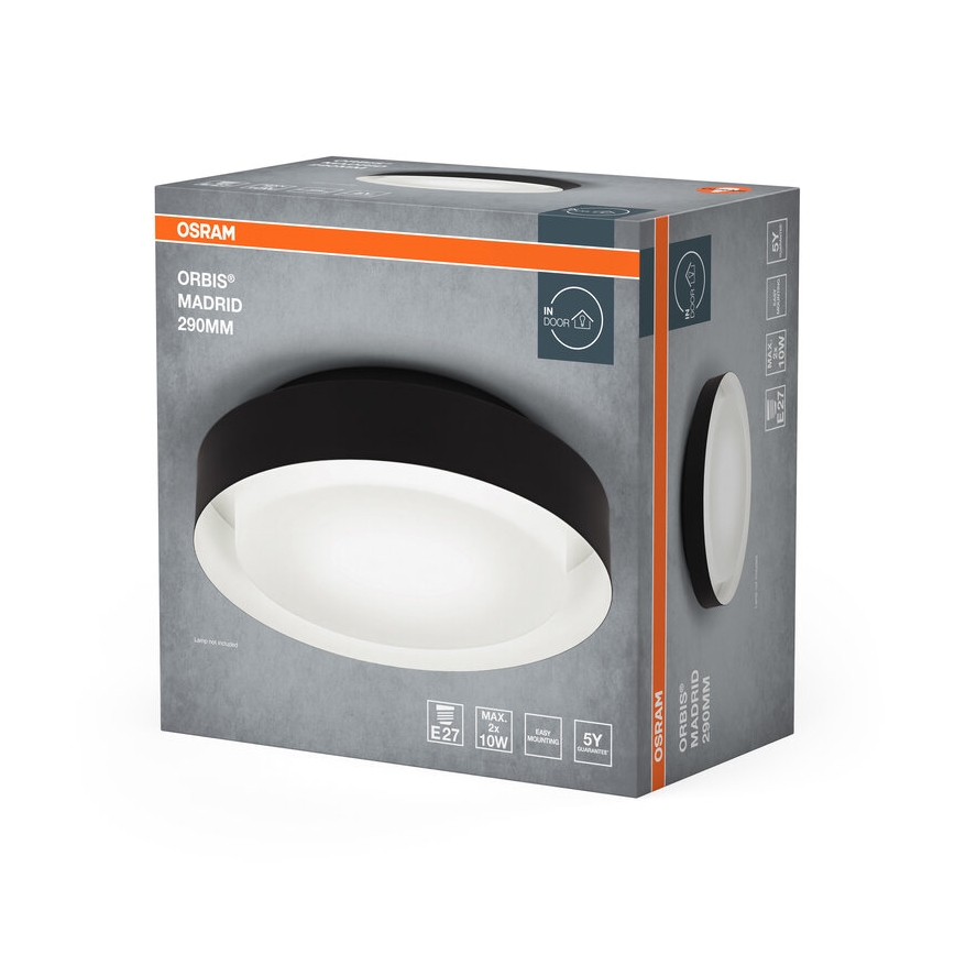 Osram - Deckenleuchte ORBIS MADRID 2xE27/10W/230V Ø 29 cm schwarz