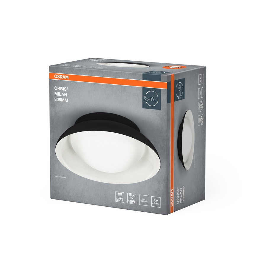 Osram - Deckenleuchte ORBIS MILAN 2xE27/10W/230V Ø 30,5 cm schwarz