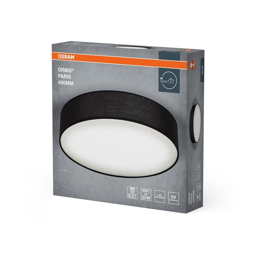 Osram - Deckenleuchte ORBIS PARIS 3xE27/25W/230V Ø 48 cm schwarz