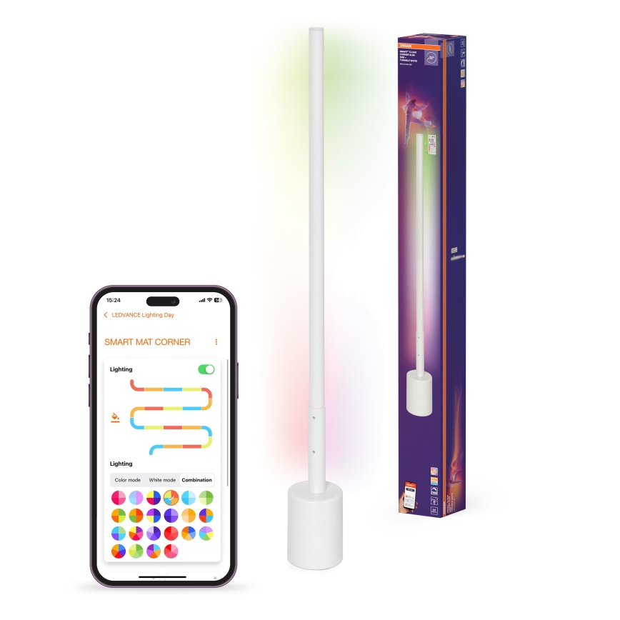 Osram - dimmbare LED-RGBW-Stehlampe SMART+ FLOOR LED/8W/230V 2700-6500K Wi-Fi weiß + Fernbedienung