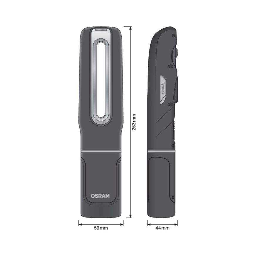 Osram - Dimmbare, wiederaufladbare LED-Inspektionslampe LEDINSPECT MAX500 LED/16W/3,7V IP65