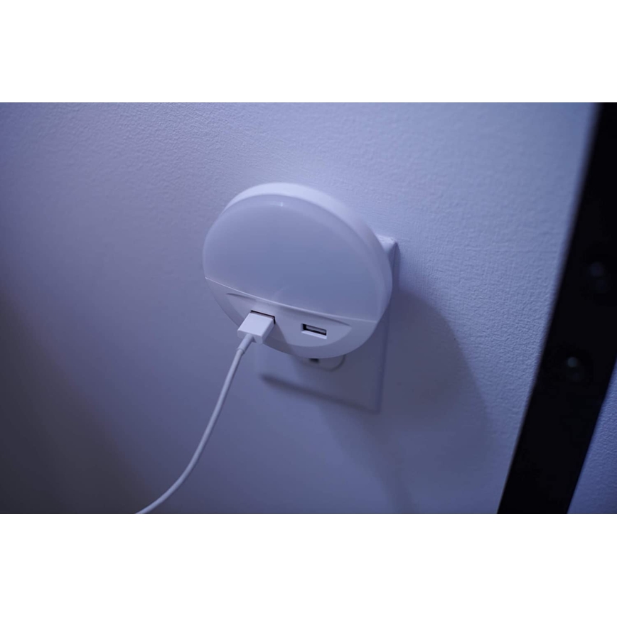 Osram - LED-Nachtlicht für die Steckdose mit Sensor LUNETTA 2xUSB LED/13W/230V