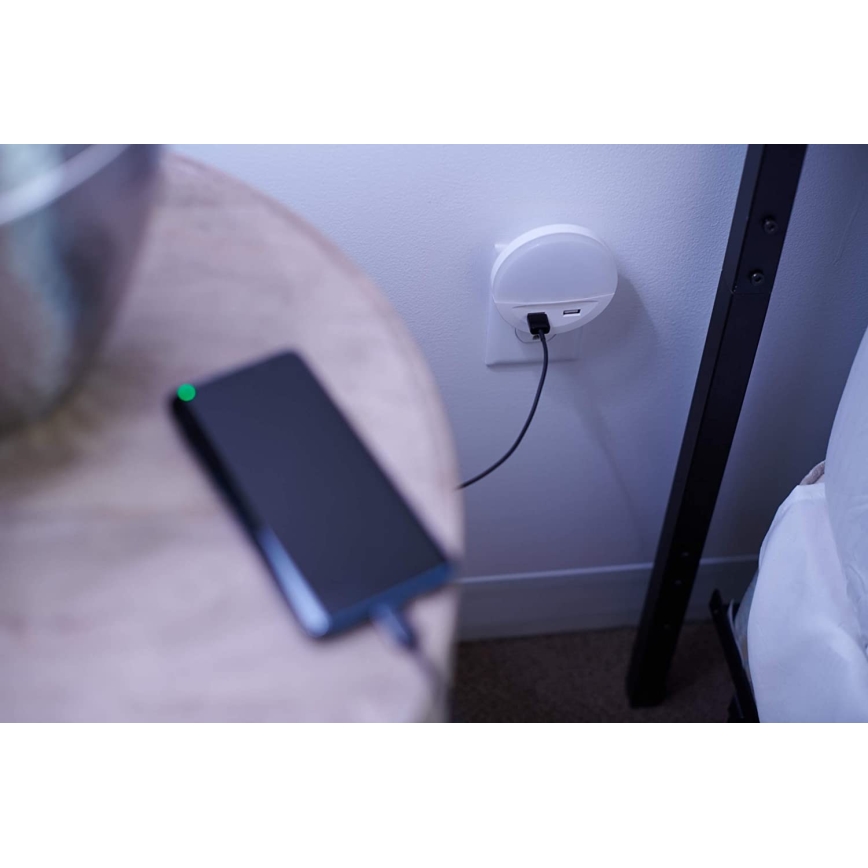 Osram - LED-Nachtlicht für die Steckdose mit Sensor LUNETTA 2xUSB LED/13W/230V