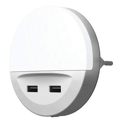 Osram - LED-Nachtlicht für die Steckdose mit Sensor LUNETTA 2xUSB LED/13W/230V