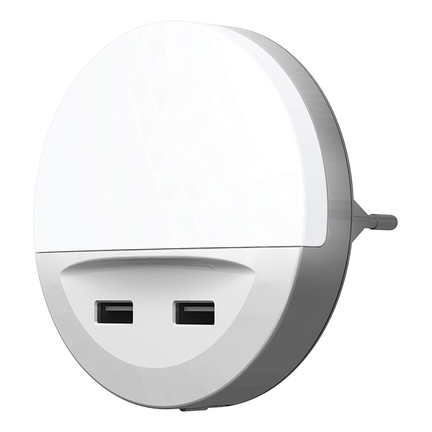 Osram - LED-Nachtlicht für die Steckdose mit Sensor LUNETTA 2xUSB LED/13W/230V