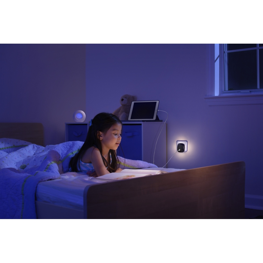 Osram - LED-Nachtlicht zum Einstecken mit Sensor und USB LUNETTA LED/12,5W/230V schwarz