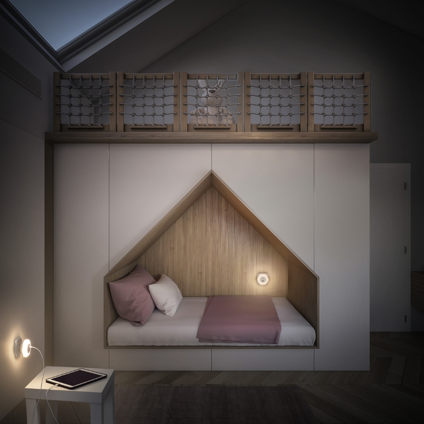 Osram - LED-Orientierungsleuchte für Steckdosen mit USB LUNETTA LED/15W/230V weiß