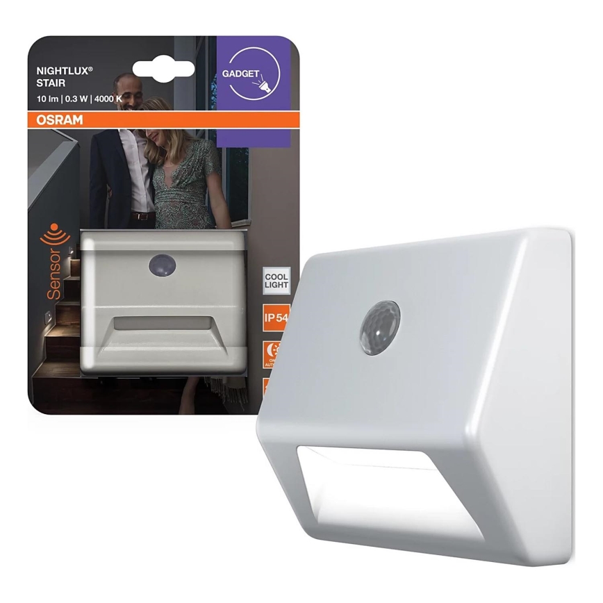 Osram - LED-Treppenleuchte mit Sensor NIGHTLUX LED/0,25W/3xAAA IP54 weiß