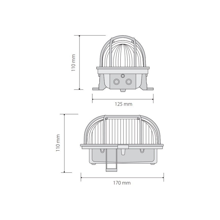 Outdoor-Deckenleuchte OVAL 1xE27/60W/230V IP44 grau