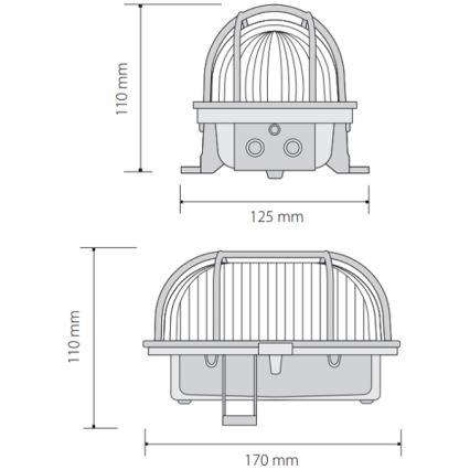 Outdoor-Deckenleuchte OVAL 1xE27/60W/230V IP44 schwarz