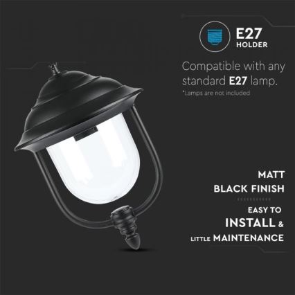Outdoor-Hängeleuchte an Kette 1xE27/60W/230V IP44 schwarz