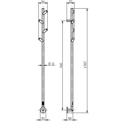 P.M.H. LS1B - Elektrischer Handtuchtrockner LISA 24W/230V 170 cm IP44 schwarz