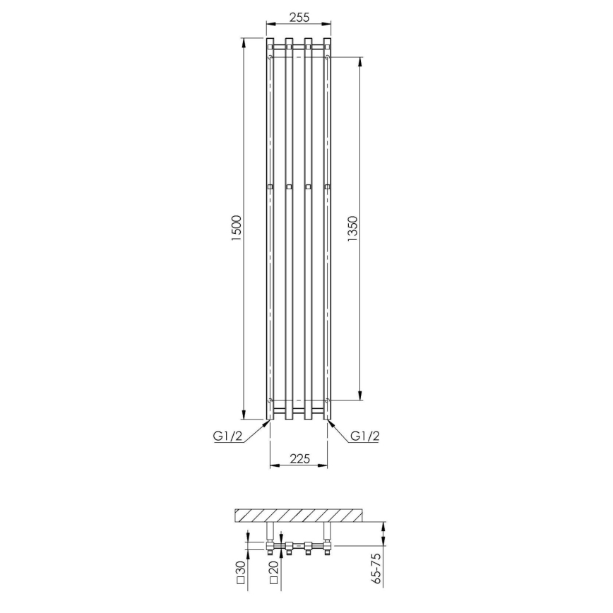P.M.H. PX2C/4 - Bad-Handtuchheizkörper PLUTO X 350 W 150 cm, hochglanzverchromt