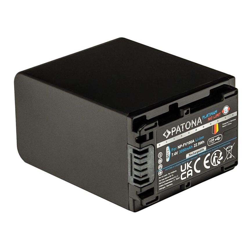 PATONA - Akku Sony NP-FV100 3090mAh Li-Ion Platinum mit USB-C-Ladung