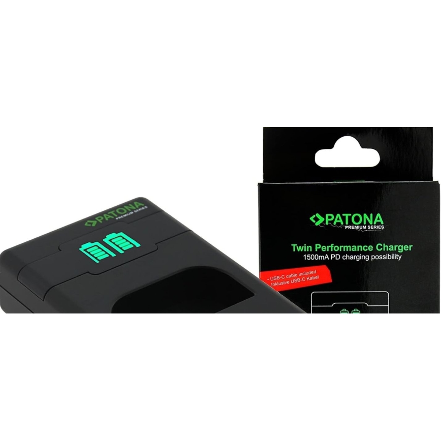 PATONA - Schnellladegerät Dual Fuji NP-W126 + USB-C Kabel 0,6m