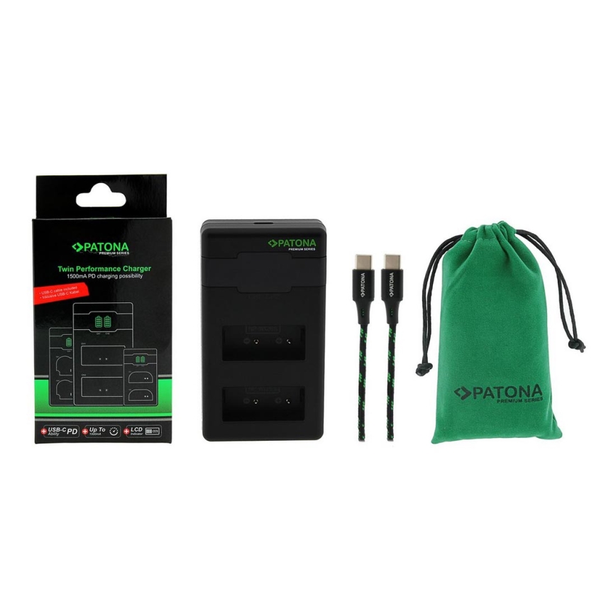 PATONA - Schnellladegerät Dual Fuji NP-W126 + USB-C Kabel 0,6m
