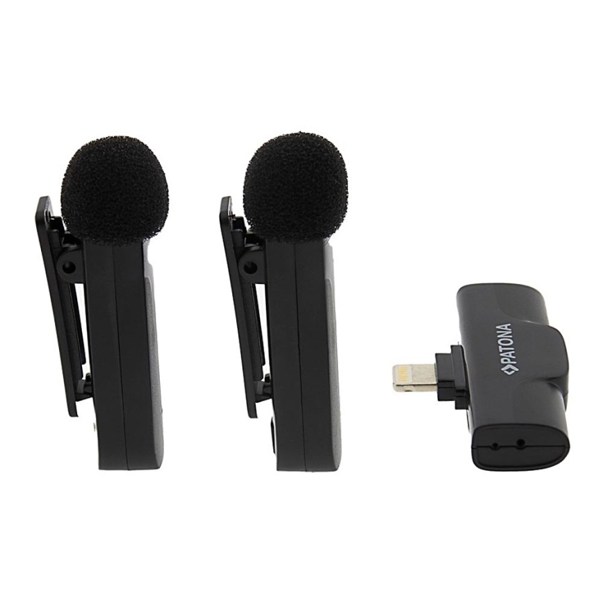 PATONA - SET 2x Drahtloses Mikrofon mit einem Clip für iPhones USB-C 5V 50 mAh
