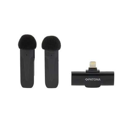 PATONA - SET 2x Drahtloses Mikrofon mit einem Clip für iPhones USB-C 5V 50 mAh