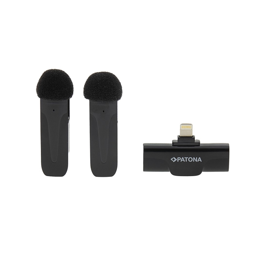 PATONA - SET 2x Drahtloses Mikrofon mit einem Clip für iPhones USB-C 5V 50 mAh