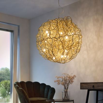 Paul Neuhaus 2019-12 - Pendelleuchte SAREA an Kabel, 15xG9/40W/230V, goldfarben