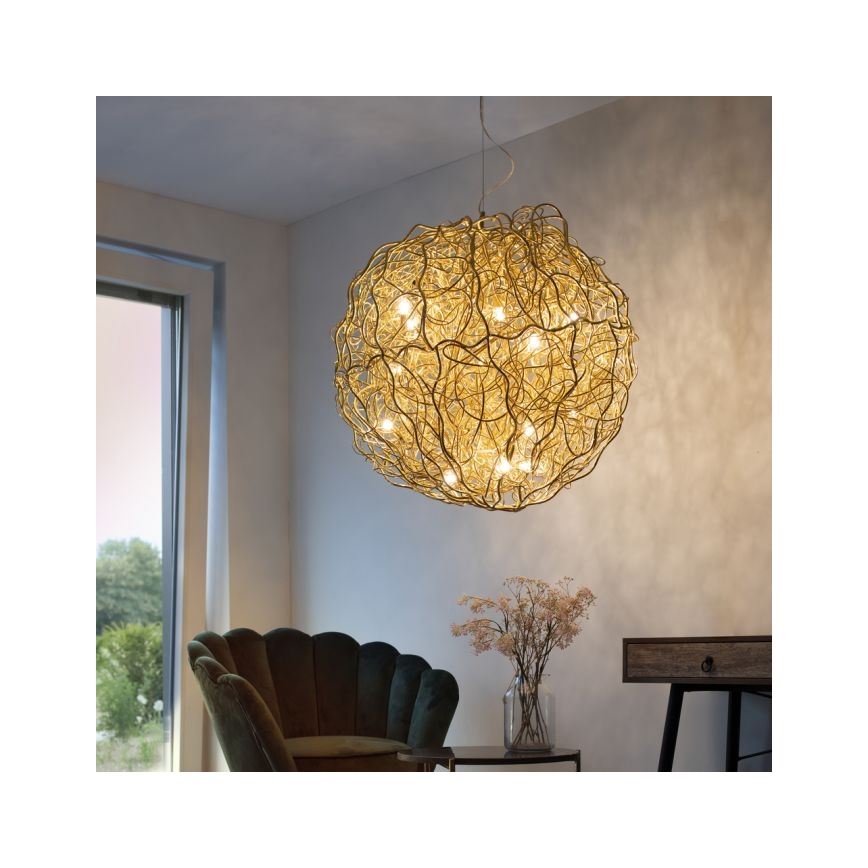 Paul Neuhaus 2019-12 - Pendelleuchte SAREA an Kabel, 15xG9/40W/230V, goldfarben