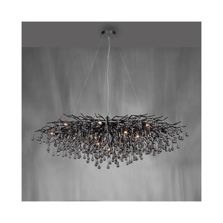 Paul Neuhaus 2031-18 - Pendelleuchte an Kabel ICICLE 15xG9/40W/230V 75x150 cm schwarz