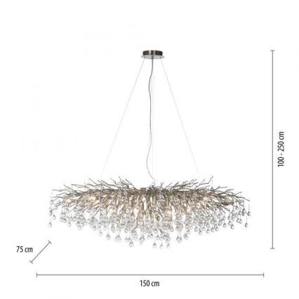 Paul Neuhaus 2031-55 - Kronleuchter an Aufhängung ICICLE 15xG9/40W/230V 75x150 cm glänzendes Chrom