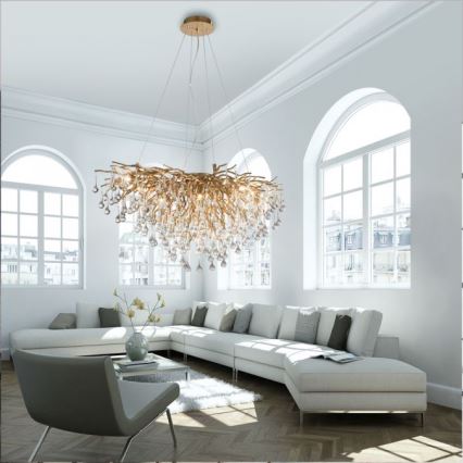 Paul Neuhaus 2192-11 - Kronleuchter an Aufhängung ICICLE 10xG9/40W/230V 50x100 cm Messing