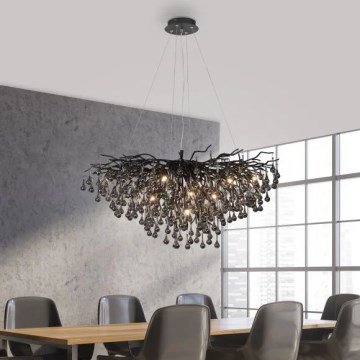 Paul Neuhaus 2192-18 - Pendelleuchte ICICLE an Stahlseil 10xG9/40W/230V 50x100 cm schwarz