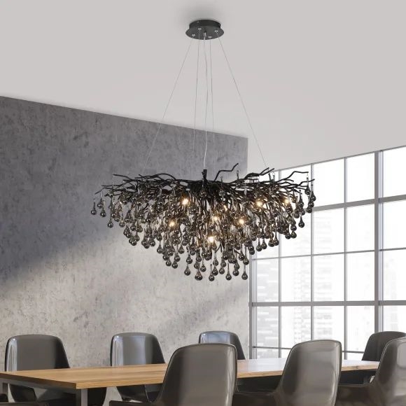 Paul Neuhaus 2192-18 - Pendelleuchte ICICLE an Stahlseil 10xG9/40W/230V 50x100 cm schwarz