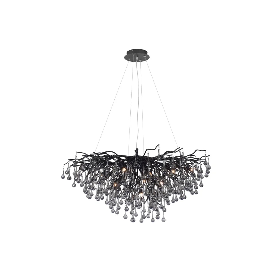 Paul Neuhaus 2192-18 - Pendelleuchte ICICLE an Stahlseil 10xG9/40W/230V 50x100 cm schwarz