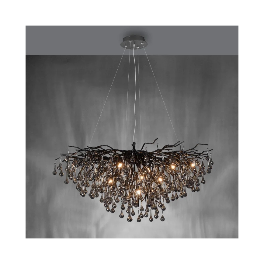 Paul Neuhaus 2192-18 - Pendelleuchte ICICLE an Stahlseil 10xG9/40W/230V 50x100 cm schwarz