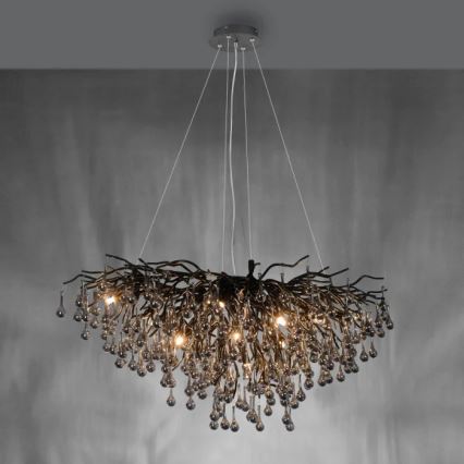 Paul Neuhaus 2192-18 - Pendelleuchte ICICLE an Stahlseil 10xG9/40W/230V 50x100 cm schwarz